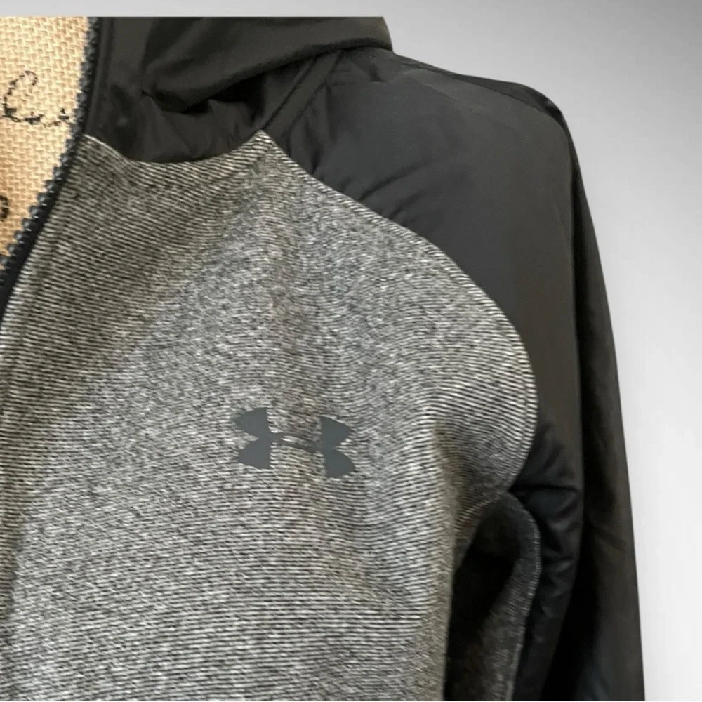 UNDER ARMOUR Women's Black Gray Cold Gear Full‎ Zip Hooded Jacket Small | EUC